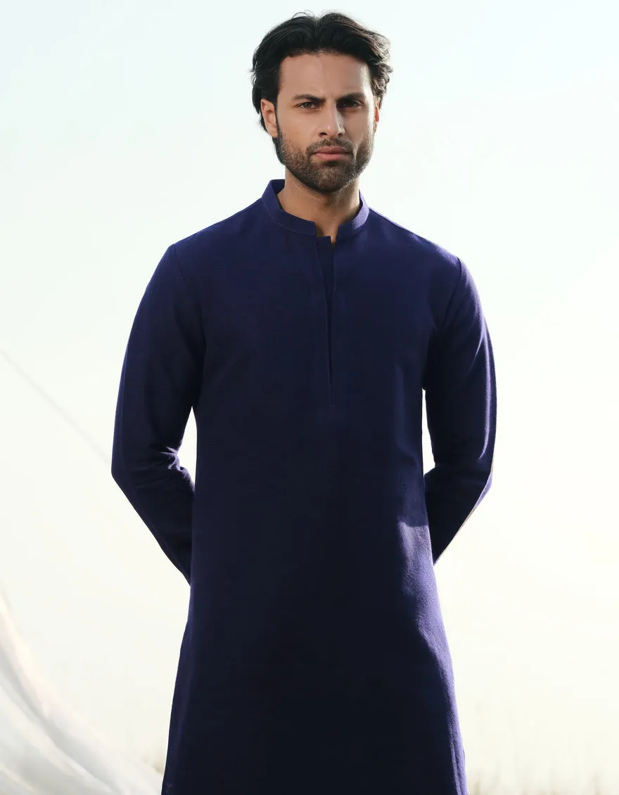 BLUE COTTON KURTA TROUSERS | JJKP-W-47360/S24/JJ9662-FL sold by Junaid Jamshed product image thumbnail 2