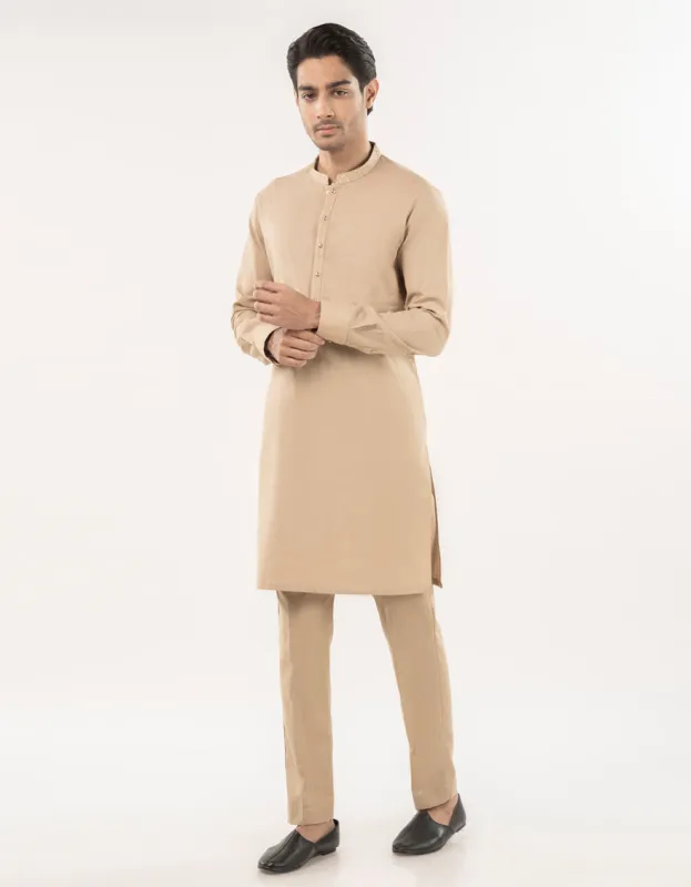 BROWN COTTON KURTA TROUSERS | JJKP-A-33168/S24/JJ9732-SF sold by Junaid Jamshed