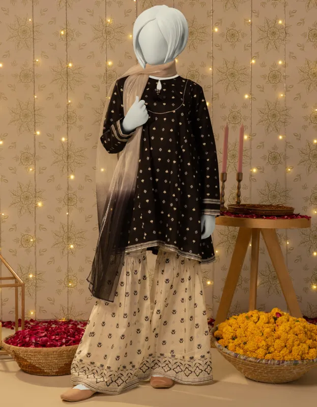 BLACK LAWN 3PC STITCHED | JGK-S-JTP-25-611 FB/CHAMAK-03 sold by Junaid Jamshed