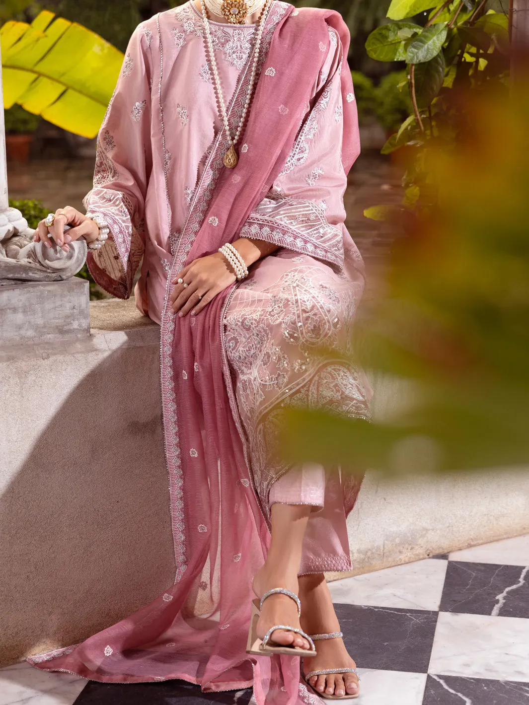 LIGHT PINK SHEESHA SILK 3PC STITCHED | AL-3PS-LS-505/AM-3001D sold by Junaid Jamshed product image thumbnail 3