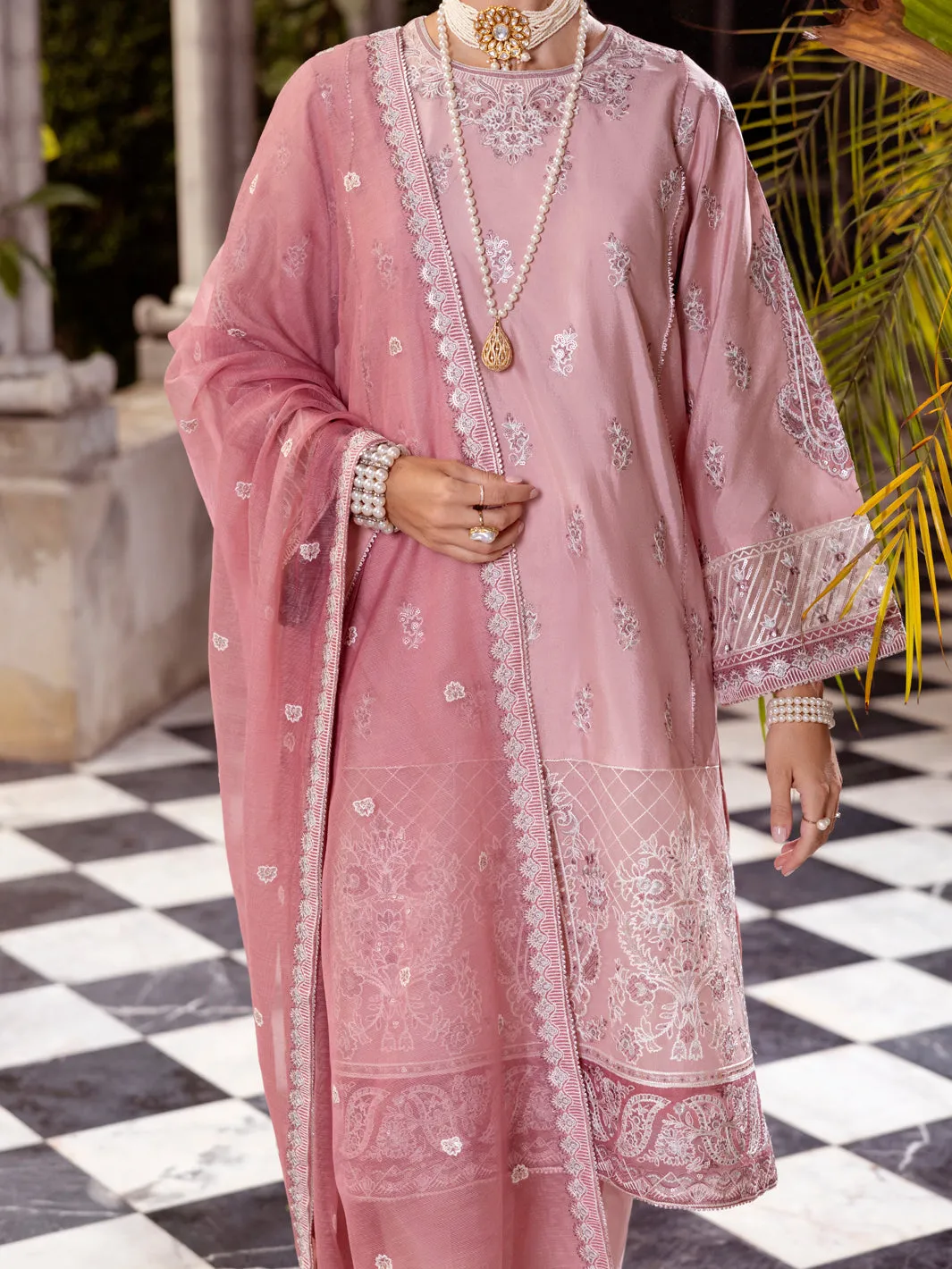 LIGHT PINK SHEESHA SILK 3PC STITCHED | AL-3PS-LS-505/AM-3001D sold by Junaid Jamshed product image thumbnail 5