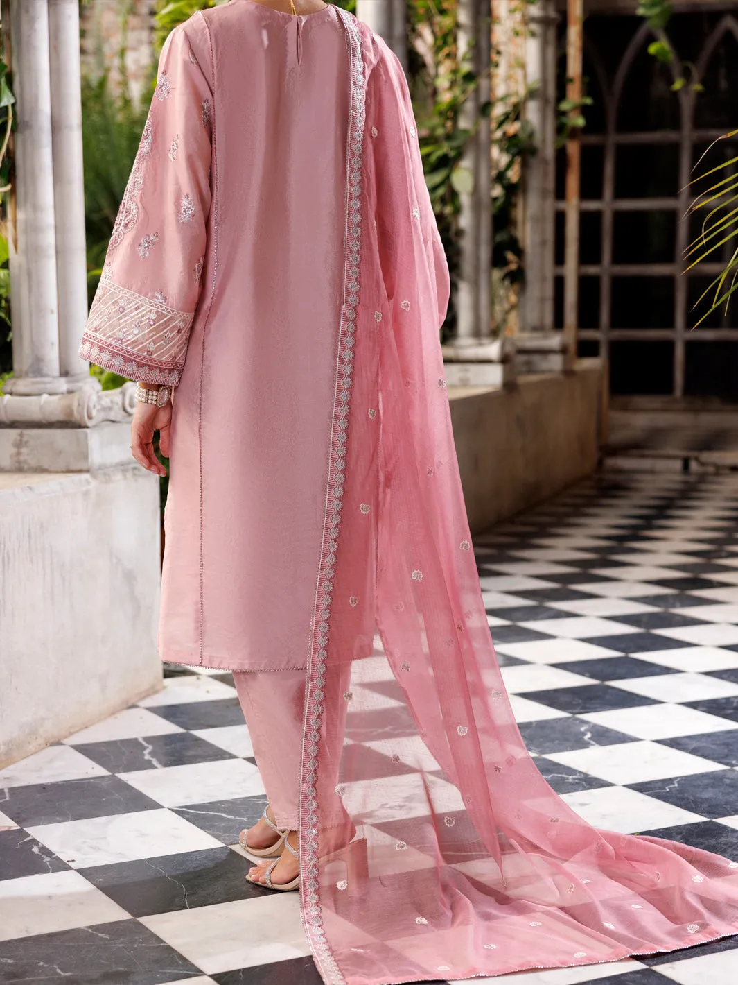LIGHT PINK SHEESHA SILK 3PC STITCHED | AL-3PS-LS-505/AM-3001D sold by Junaid Jamshed product image thumbnail 2