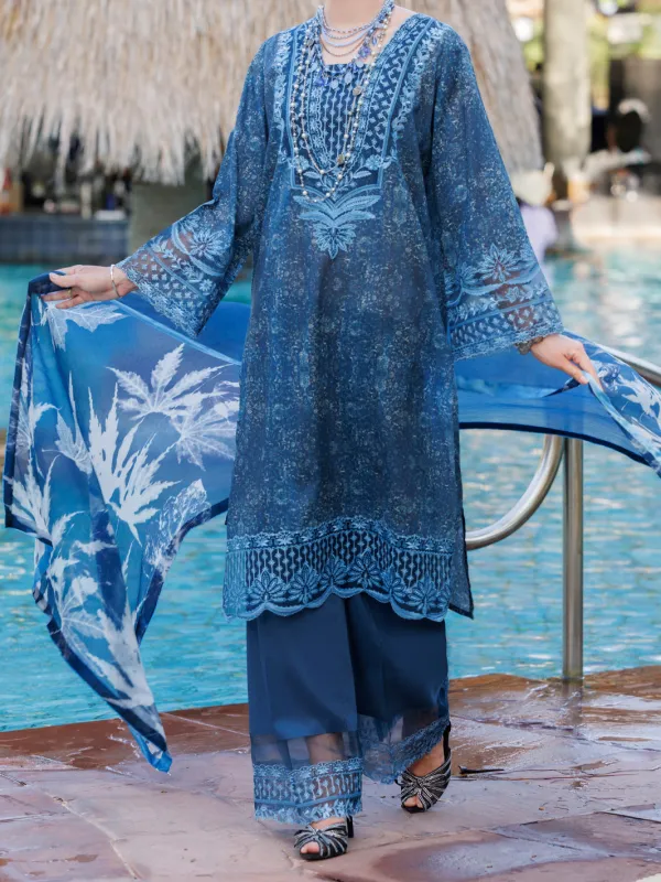 BLUE LAWN 3PC UNSTITCHED | ALP-3PS-1992 FB-1992A sold by Junaid Jamshed