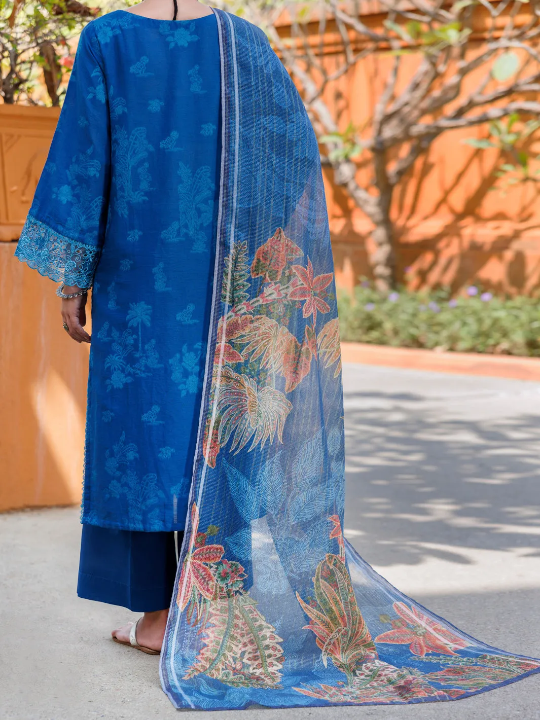 BLUE JACQUARD 3PC UNSTITCHED | ALP-3PS-2011 FB-2011A sold by Junaid Jamshed product image thumbnail 2