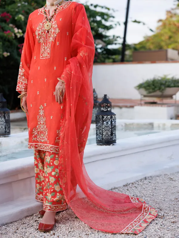 ORANGE MAPLE SILK 3PC STITCHED | ALP-3PS-2050/S FB-2050A sold by Junaid Jamshed