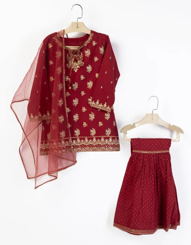 RED LAWN 3PC STITCHED | JGKL-S-JGF-25-1906 FB/SHIREEN-06 sold by Junaid Jamshed