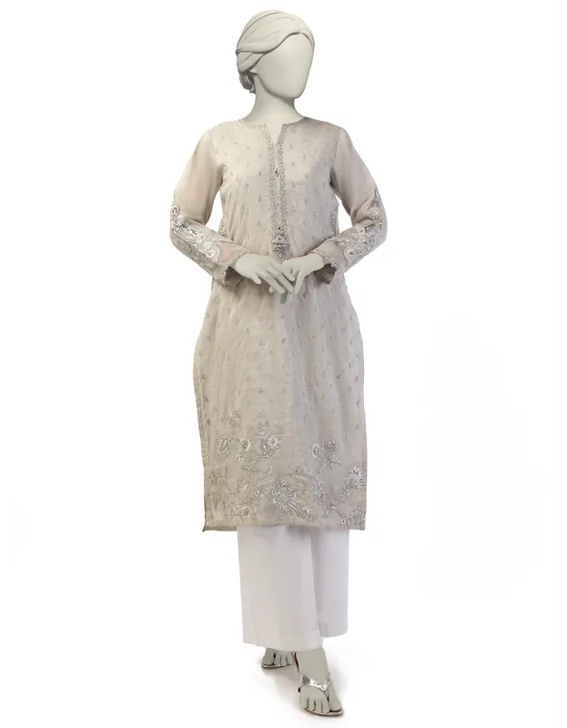 GREY PAPER COTTON KURTI | JJLK-S-JFS-25-202 FB/ELFESYA-2 sold by Junaid Jamshed