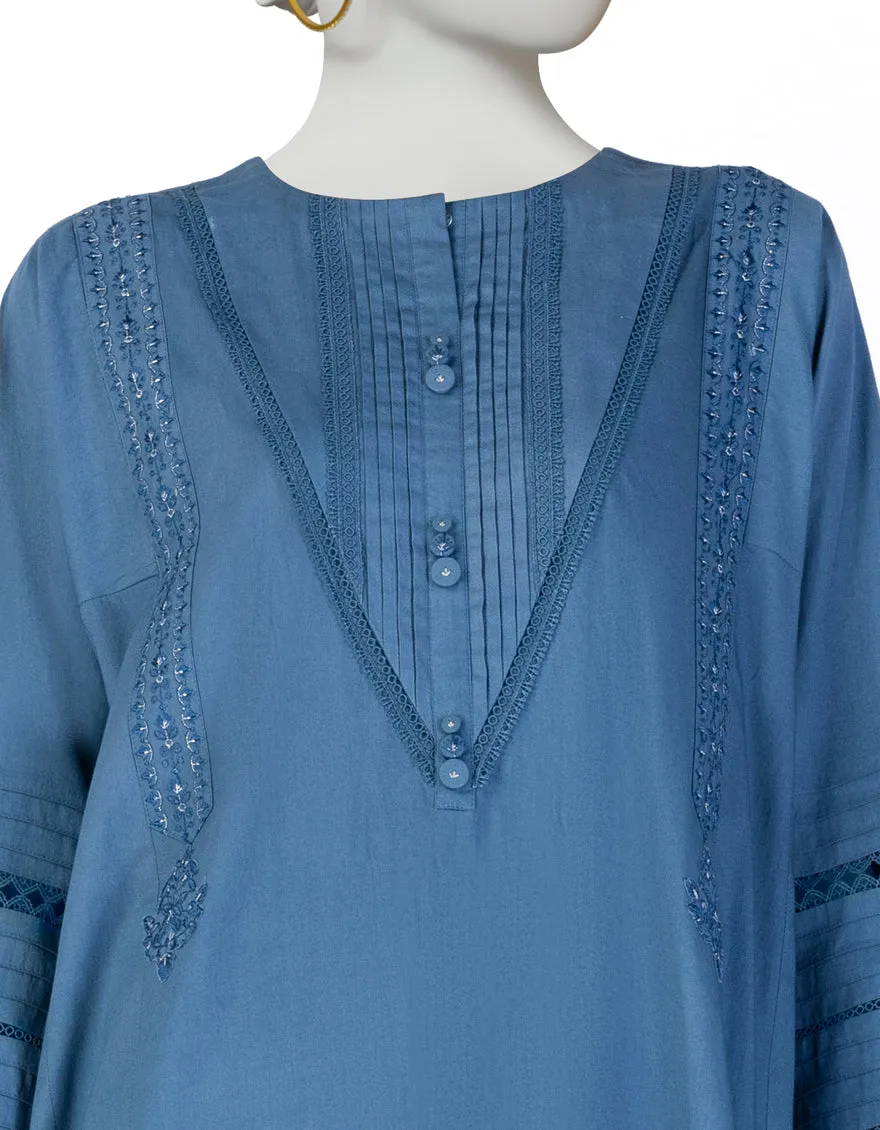 BLUE LAWN KURTI | JJLK-S-JSS-25-377 FB/CLASSIC FLARE-01 sold by Junaid Jamshed product image thumbnail 3