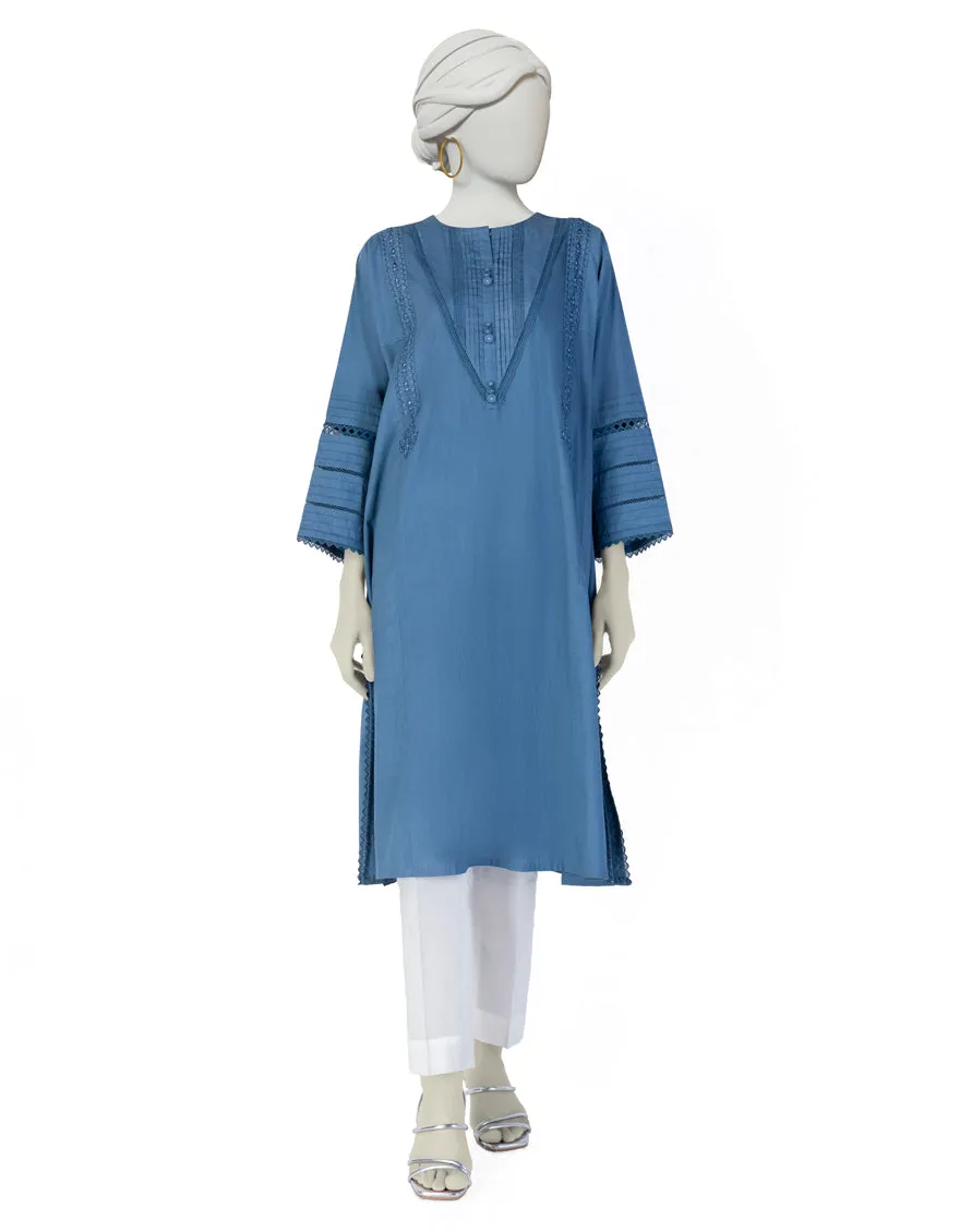BLUE LAWN KURTI | JJLK-S-JSS-25-377 FB/CLASSIC FLARE-01 sold by Junaid Jamshed