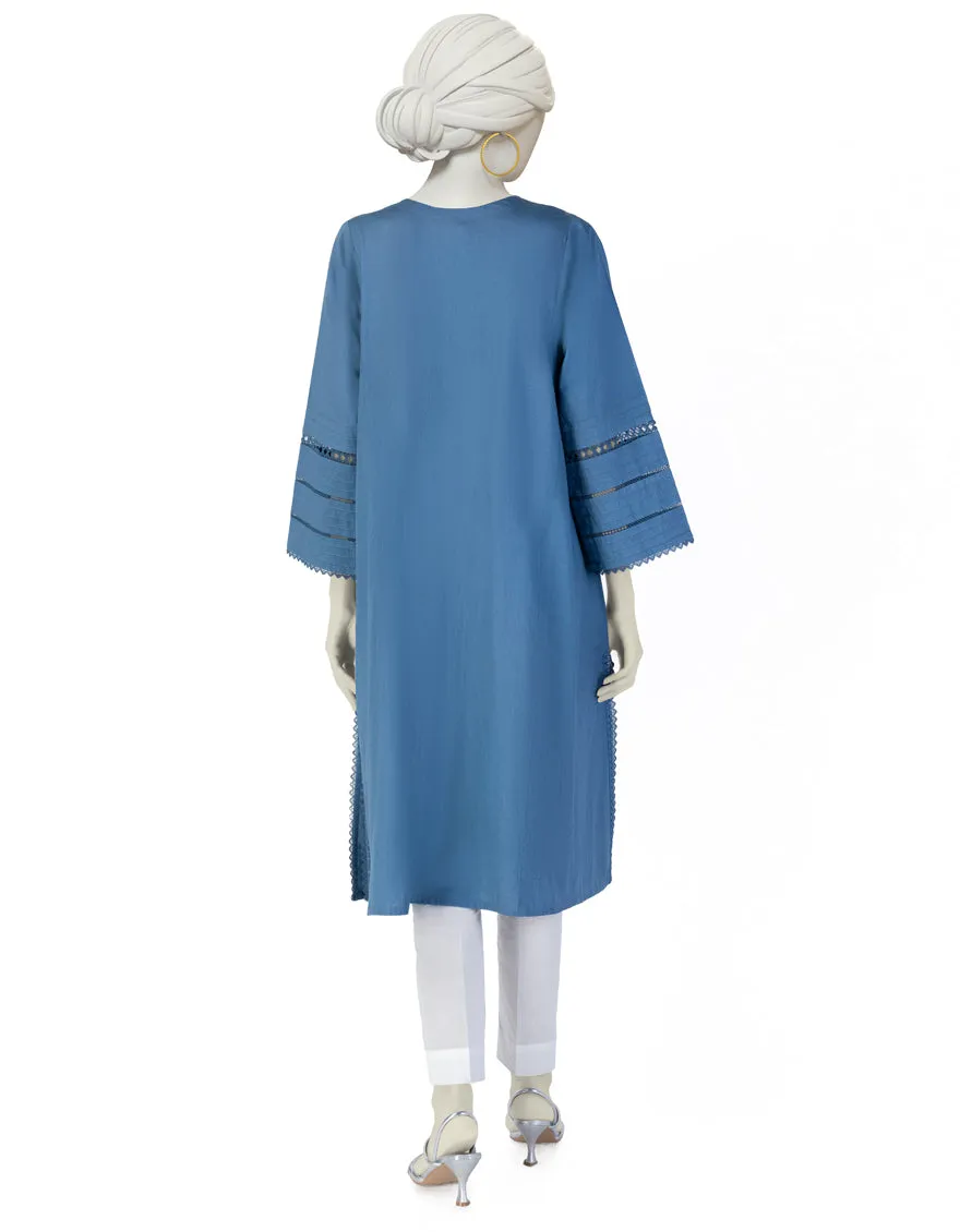 BLUE LAWN KURTI | JJLK-S-JSS-25-377 FB/CLASSIC FLARE-01 sold by Junaid Jamshed product image thumbnail 2