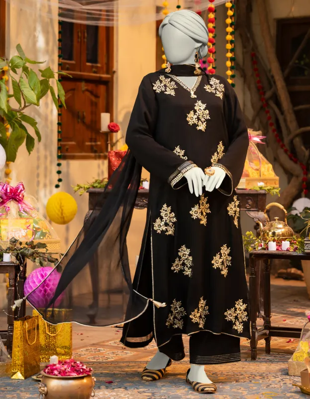 BLACK CHIFFON 3PC STITCHED | JLAWN-S-25-165/S SHIMMERING CHIC-04 sold by Junaid Jamshed