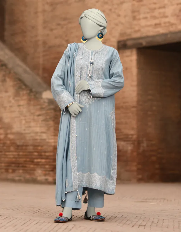 BLUE DOBBY 3PC UNSTITCHED | JLAWN-S-25-3185 GRANDIOUS-05 sold by Junaid Jamshed