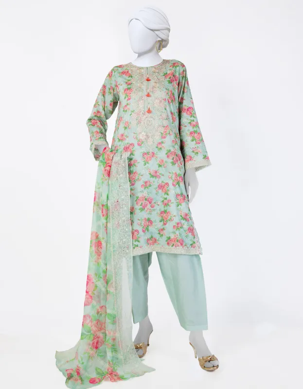 GREEN LAWN 3PC UNSTITCHED | JLAWN-S-25-843 FLORIST-3 sold by Junaid Jamshed
