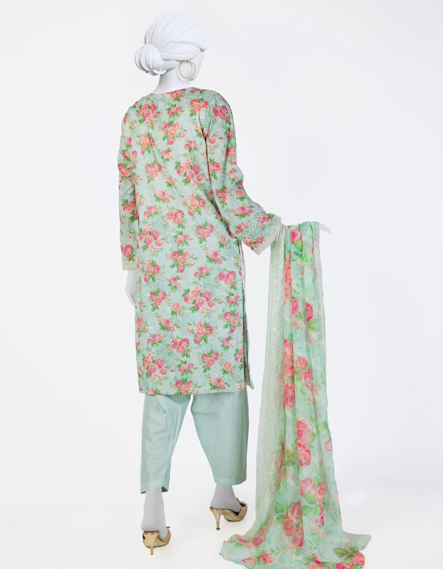 GREEN LAWN 3PC UNSTITCHED | JLAWN-S-25-843 FLORIST-3 sold by Junaid Jamshed product image thumbnail 2