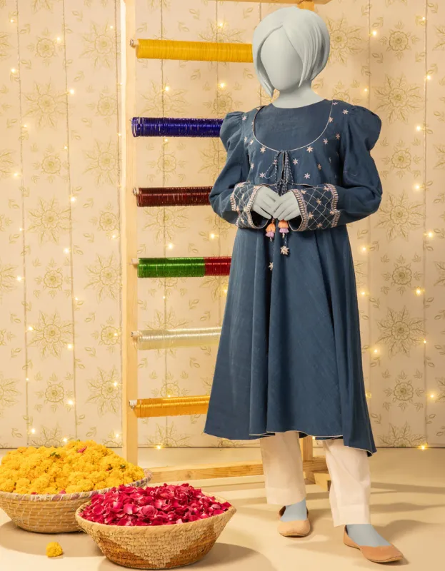 BLUE TEXTURED KURTI | JYGK-S-JTS-25-4038 FB/DASTAAN-05 sold by Junaid Jamshed