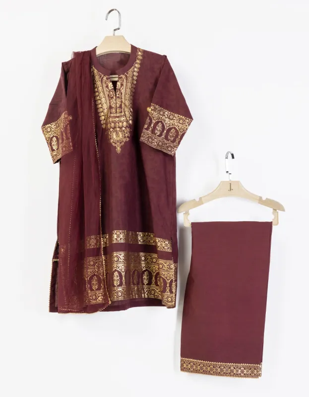 RED LAWN 3PC STITCHED | JGK-S-JGP-25-1558 FB/FESTIVE FOIL-04 sold by Junaid Jamshed