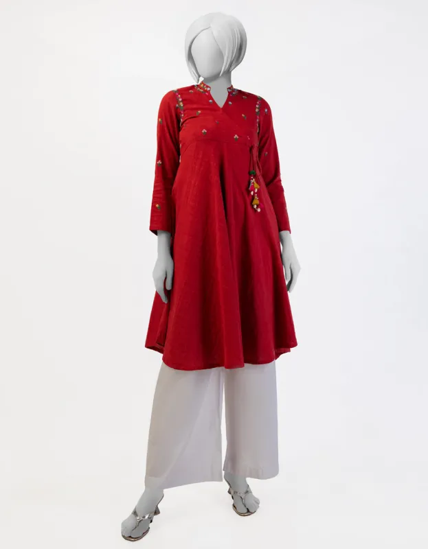 RED TEXTURED KURTI | JYGK-S-JTS-25-4036 FB/DASTAAN-03 sold by Junaid Jamshed