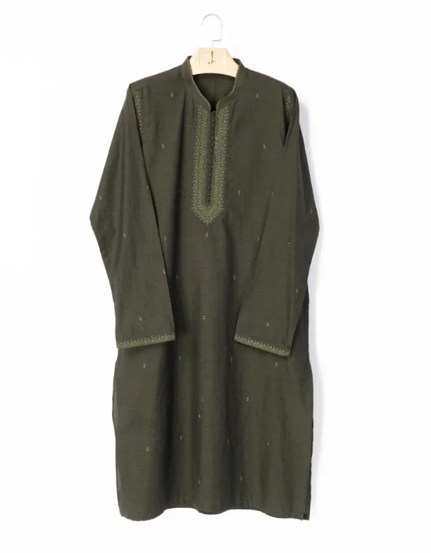 GREEN SPECIAL COTTON KURTA TROUSERS | JJKP-SP-A-34886/S25/DMS1022-FL sold by Junaid Jamshed