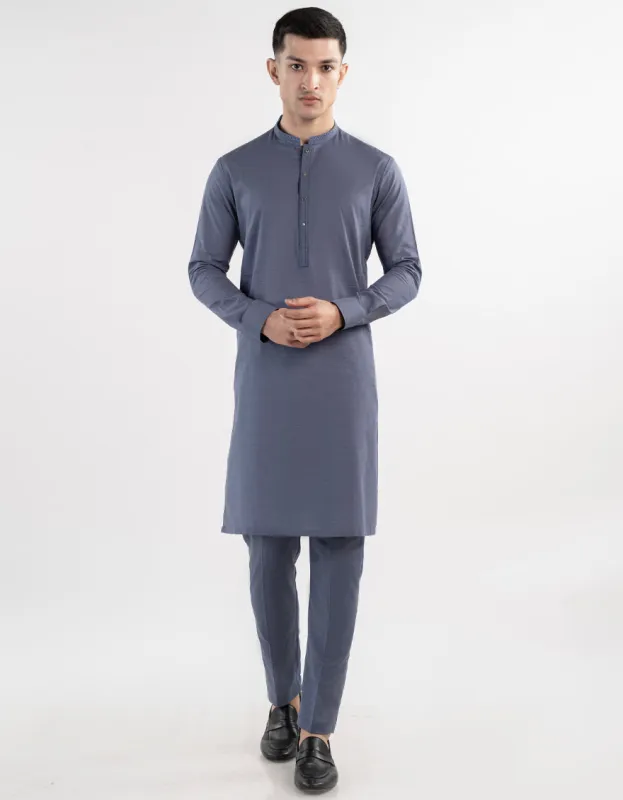 BLUE BLENDED KURTA TROUSERS | JJKP-A-33175/S24/JJ9677-SF sold by Junaid Jamshed