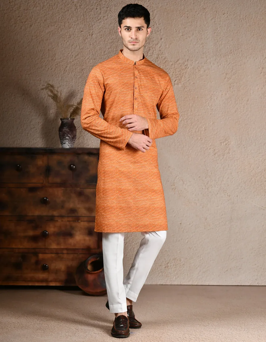 ORANGE COTTON KURTA | JJK-A-33321/S25/JJ6874-PN sold by Junaid Jamshed