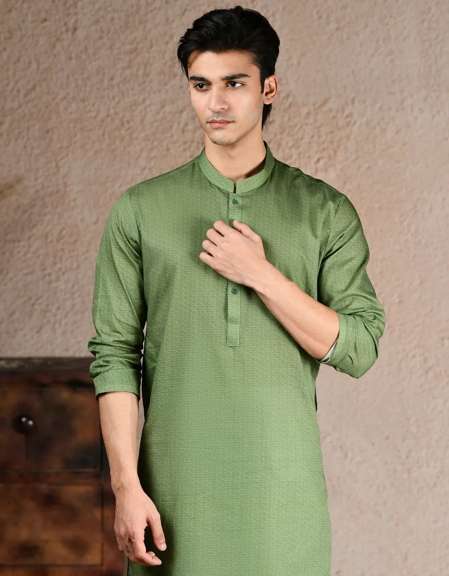 GREEN COTTON KURTA | JJK-A-33316/S25/JJ8387-PN sold by Junaid Jamshed product image thumbnail 2