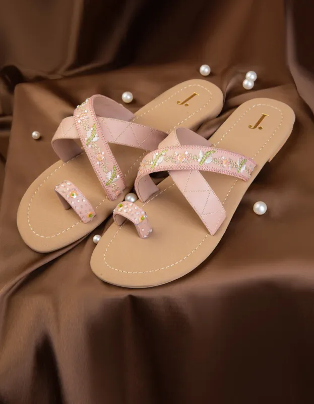 PINK SUEDE CHAPPAL | JLFWC-25-1287 FB/PASTEL KOLHAPURI sold by Junaid Jamshed