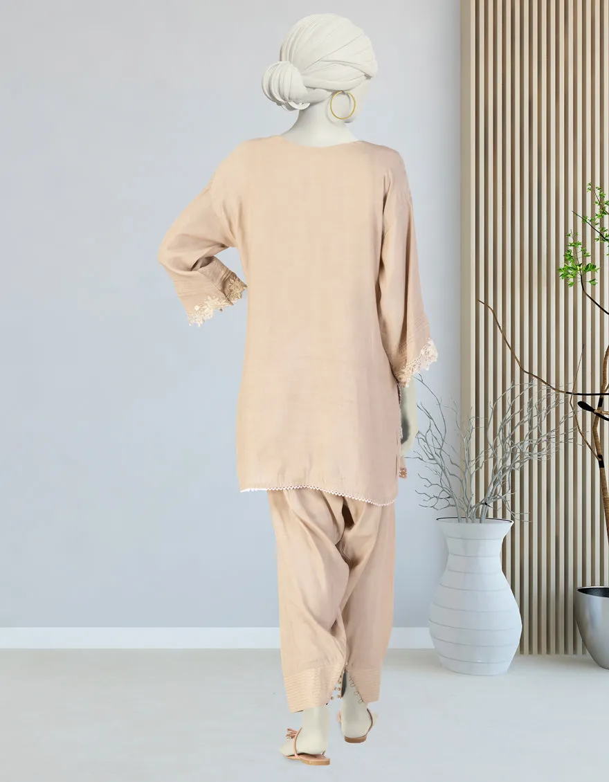 BEIGE SILK 2PC STITCHED | JLAWN-S-JST-25-2063/S FLORAL-08 sold by Junaid Jamshed product image thumbnail 2