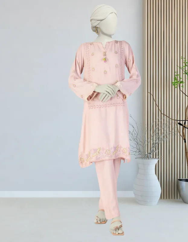 PINK SILK 2PC STITCHED | JLAWN-S-JST-25-2062/S FLORAL-07 sold by Junaid Jamshed