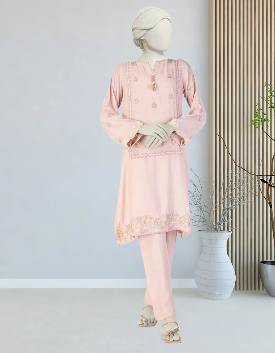 PINK SILK 2PC STITCHED | JLAWN-S-JST-25-2062/S FLORAL-07 sold by Junaid Jamshed