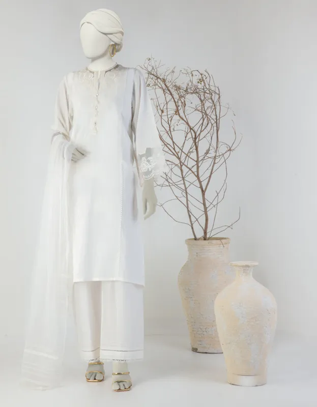 WHITE DOBBY 3PC STITCHED | JLAWN-S-25-126/S PEARL PERFECTION-02 sold by Junaid Jamshed