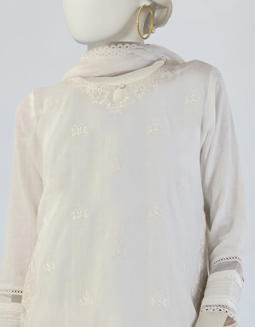 WHITE DOBBY 3PC STITCHED | JLAWN-S-25-125/S PEARL PERFECTION-01 sold by Junaid Jamshed product image thumbnail 3