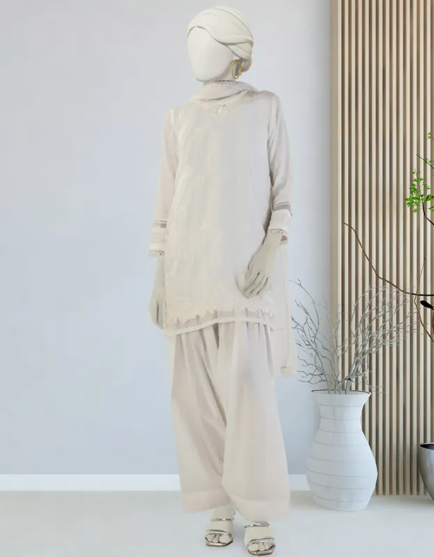 WHITE DOBBY 3PC STITCHED | JLAWN-S-25-125/S PEARL PERFECTION-01 sold by Junaid Jamshed