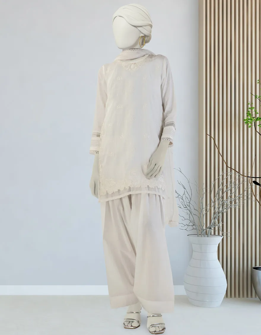 WHITE DOBBY 3PC STITCHED | JLAWN-S-25-125/S PEARL PERFECTION-01 sold by Junaid Jamshed