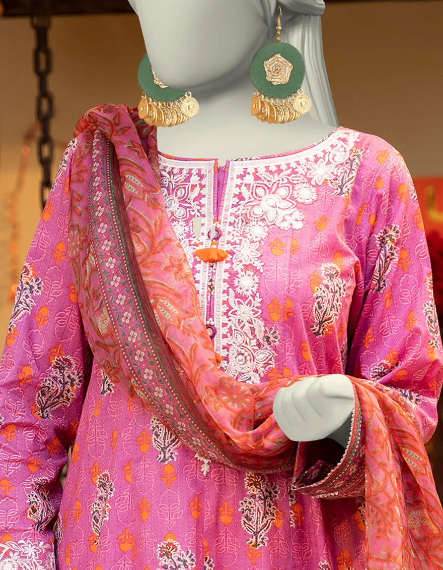 PINK LAWN 3PC STITCHED | JLAWN-S-25-124/S MIRROR-04 sold by Junaid Jamshed product image thumbnail 3