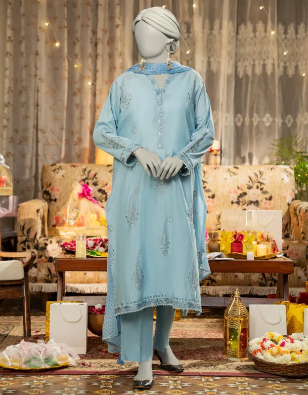 BLUE LAWN 3PC STITCHED | JLAWN-S-25-111/S DHAKA DYNASTY-3 sold by Junaid Jamshed