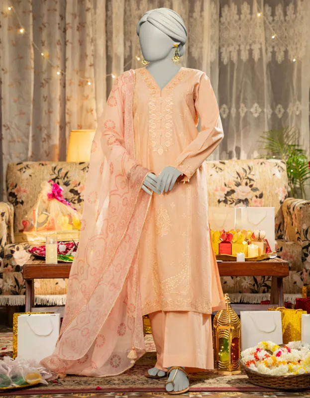 PEACH LAWN 3PC STITCHED | JLAWN-S-25-109/S DHAKA DYNASTY-1 sold by Junaid Jamshed
