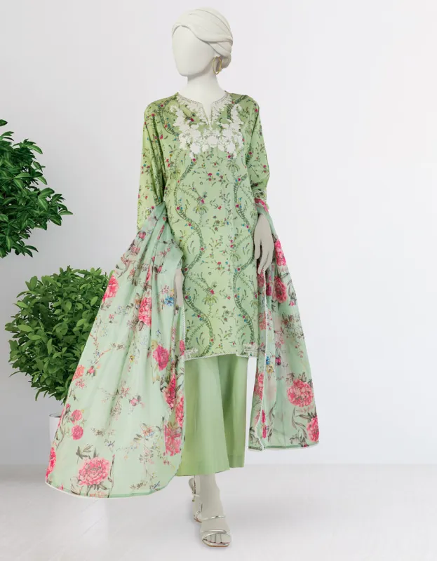 GREEN LAWN 3PC STITCHED | JLAWN-S-25-105/S SHAHJAHAN-01 sold by Junaid Jamshed