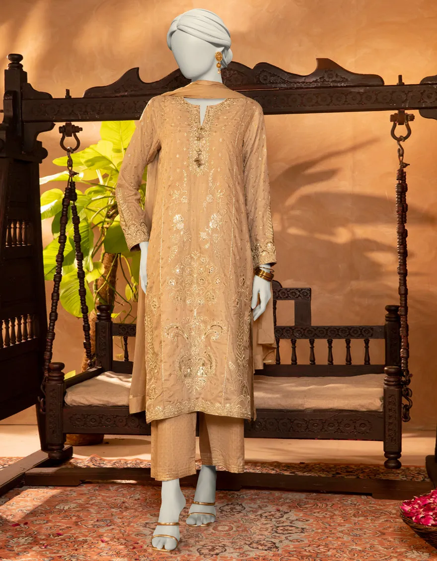 BEIGE RAW SILK 3PC STITCHED | JJPW-S-JPS-25-3918 FB/INARA-04 sold by Junaid Jamshed
