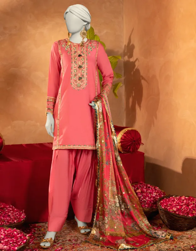 PINK COTTON SILK 3PC STITCHED | JJPW-S-JPS-25-3910 FB/DANEEN-10 sold by Junaid Jamshed