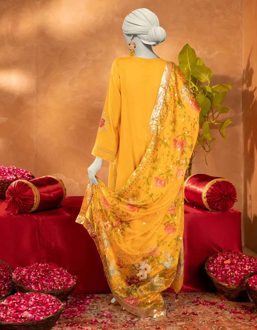 MUSTARD COTTON SILK 3PC STITCHED | JJPW-S-JPS-25-3907 FB/DANEEN-7 sold by Junaid Jamshed product image thumbnail 2