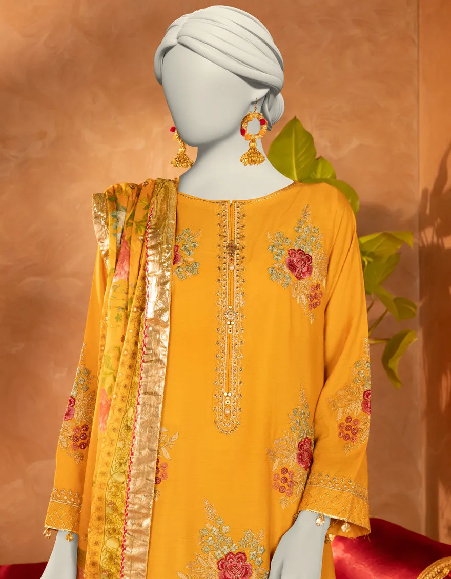 MUSTARD COTTON SILK 3PC STITCHED | JJPW-S-JPS-25-3907 FB/DANEEN-7 sold by Junaid Jamshed product image thumbnail 3