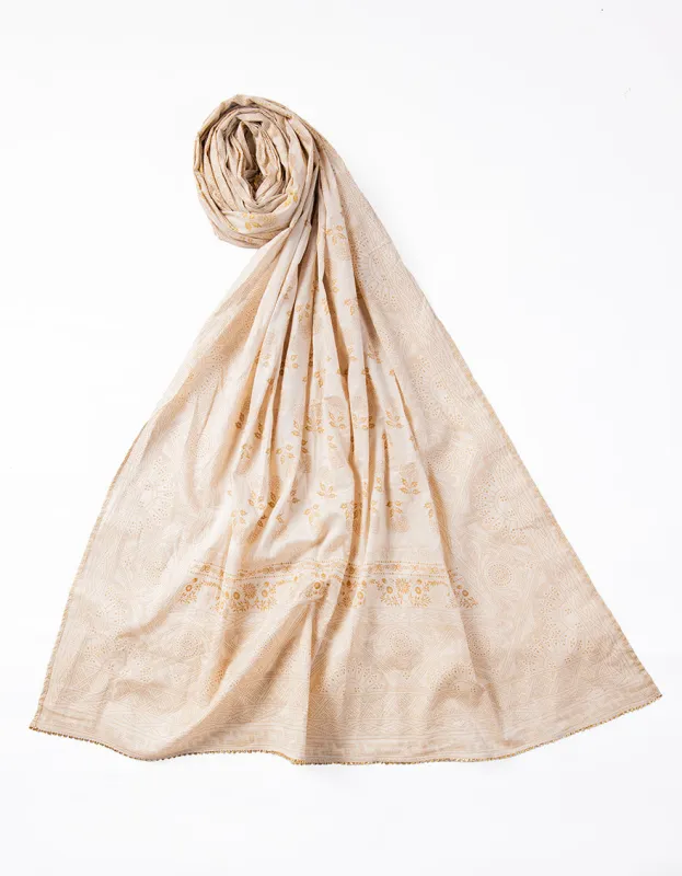 BEIGE LAWN DUPATTA | JLDP-S-25-2631 FB/PRINT-05 sold by Junaid Jamshed