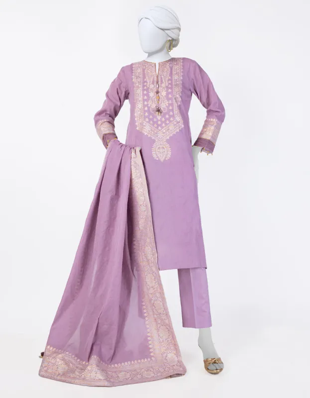 PURPLE JACQUARD 3PC STITCHED | JLAWN-S-25-846/S CLASSICAL REFLECTION-02 made by Junaid Jamshed
