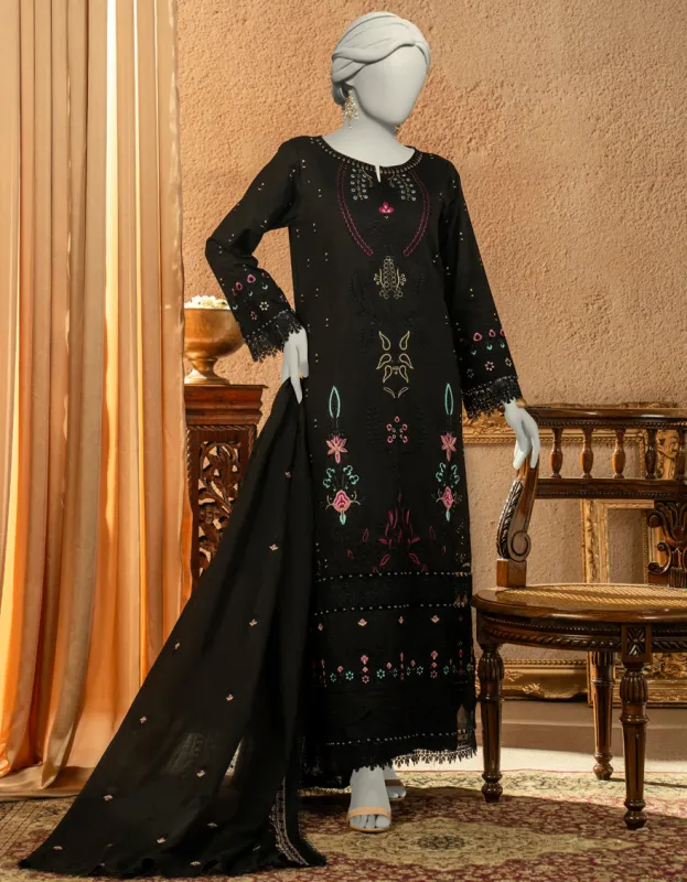 BLACK JACQUARD 3PC UNSTITCHED | JLAWN-S-25-3256 LUXE C-8 sold by Junaid Jamshed