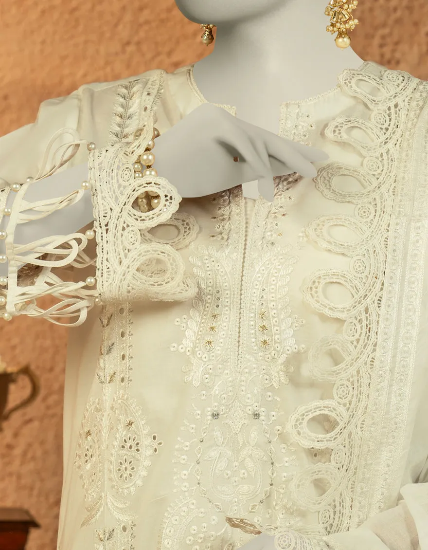 WHITE JACQUARD 3PC UNSTITCHED | JLAWN-S-25-3255 LUXE C-7 sold by Junaid Jamshed product image thumbnail 3