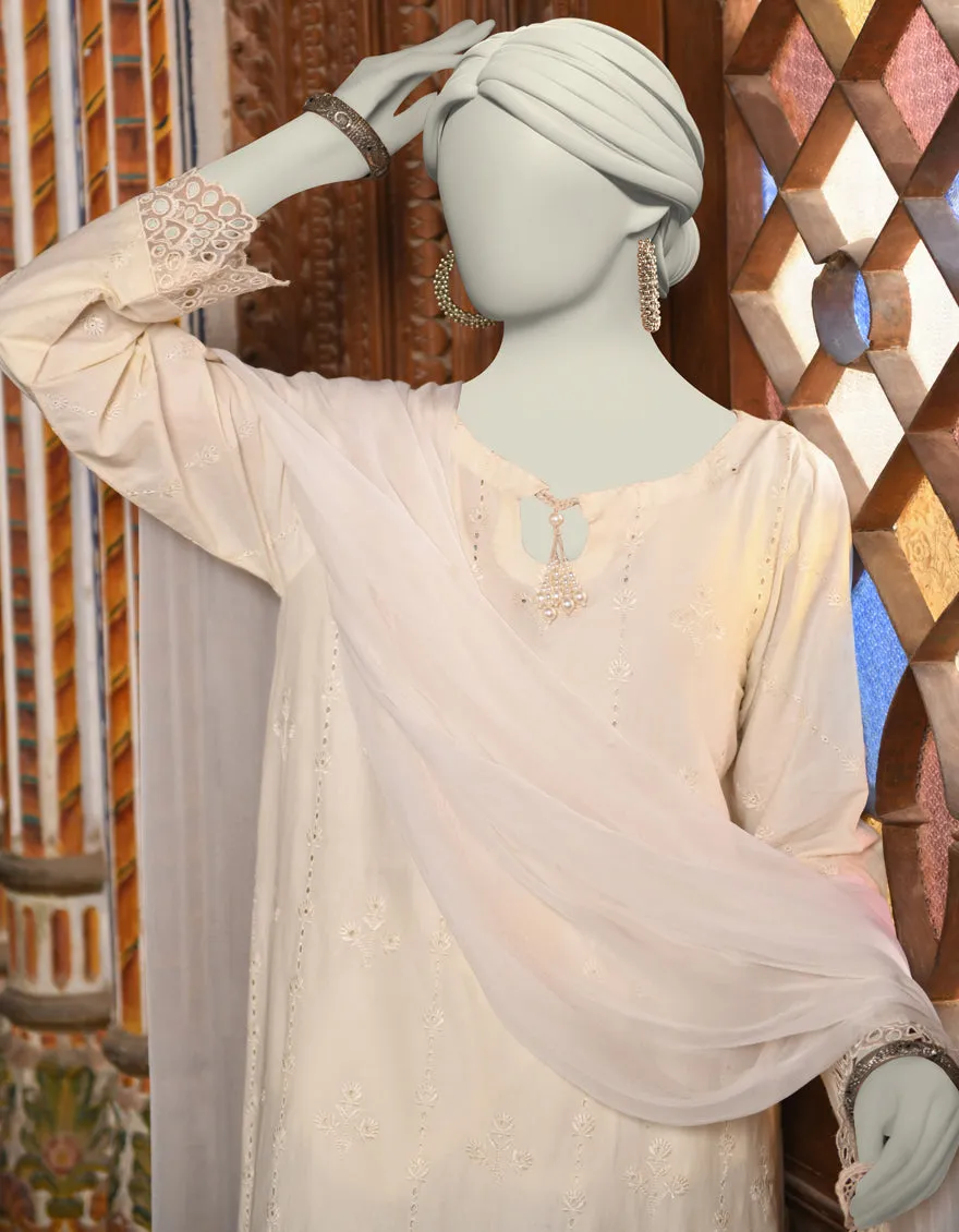 WHITE LAWN 3PC STITCHED | JLAWN-S-25-048/S SCHIFFLI-6 sold by Junaid Jamshed product image thumbnail 2