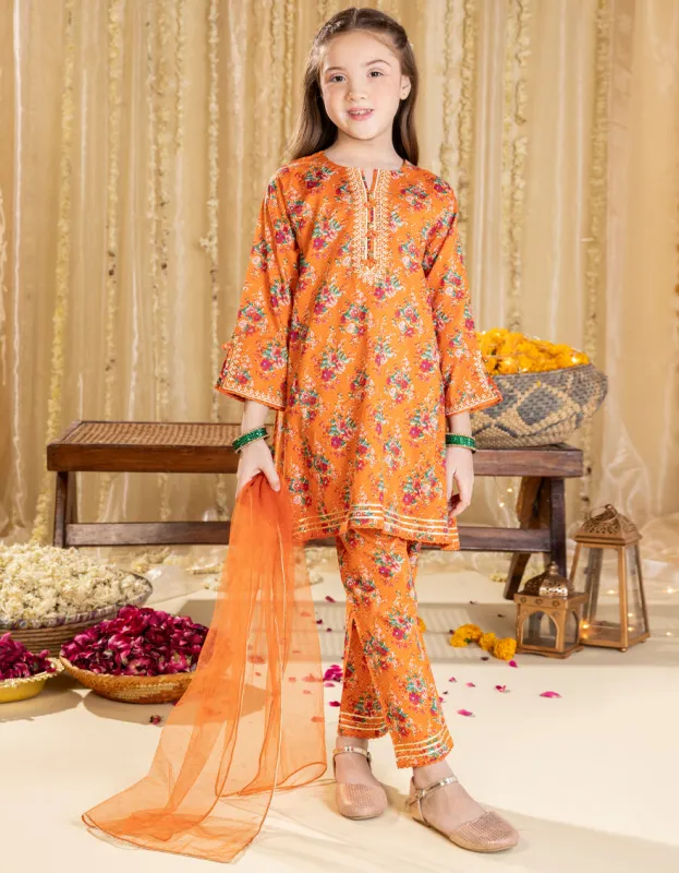 ORANGE LAWN 3PC STITCHED | JGK-S-JGP-25-1535 FB/FLORISTA-1 sold by Junaid Jamshed