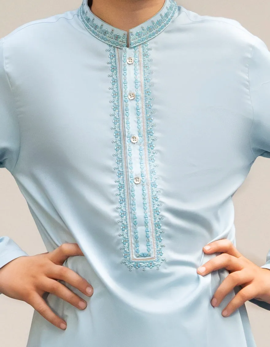 BLUE BLENDED KURTA | JCK-A-39292/S25/JJ9954-FL sold by Junaid Jamshed product image thumbnail 2