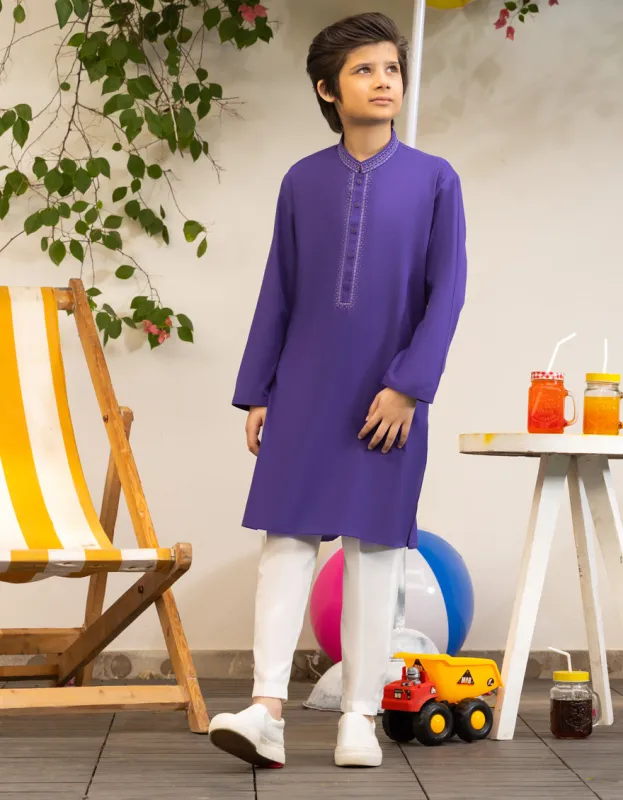 INDIGO BLENDED KURTA | JCK-A-39294/S25/JJ9954-FL sold by Junaid Jamshed