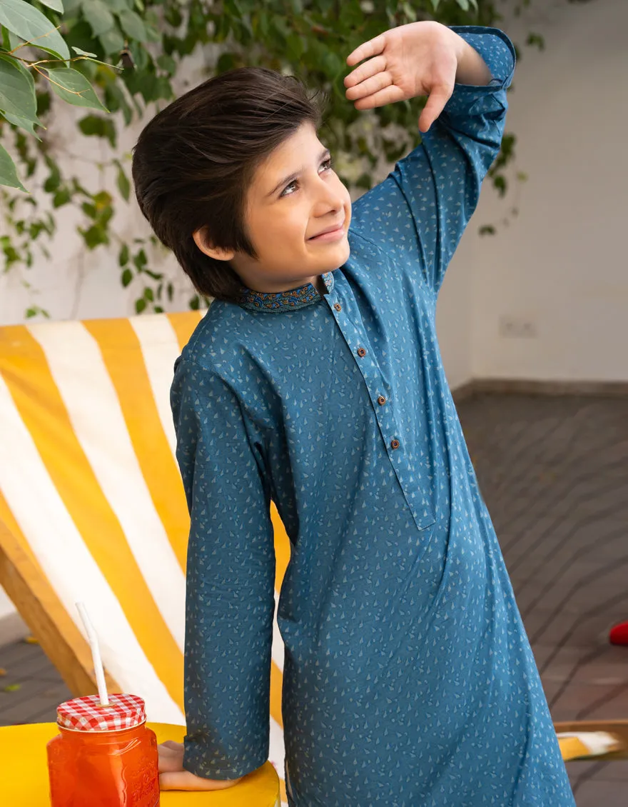BLUE COTTON KURTA | JCK-A-46610/S25/JJ9774-SF sold by Junaid Jamshed product image thumbnail 3